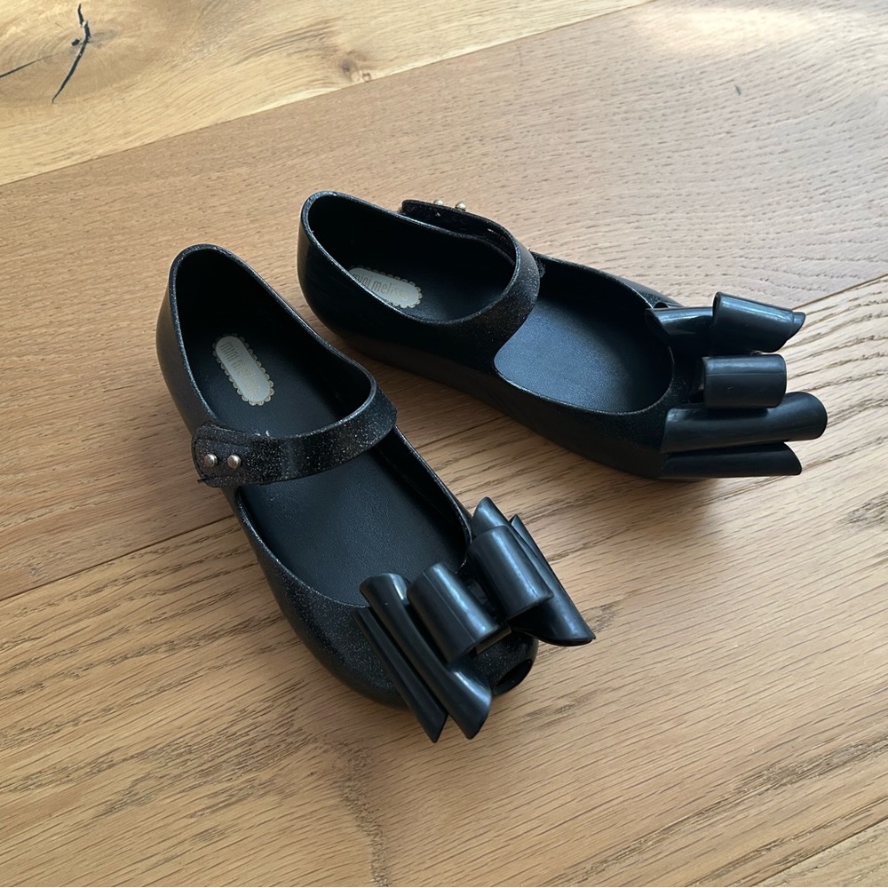 Mini Melissa Ultragirl Bow Black Mary Jane Jelly Flats - Toddler Girl 11